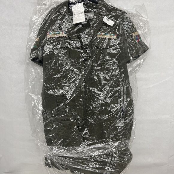 NEW NWT Valentino embroidered gabardine romper green aztec 1 Piece Sz 12 - Picture 5 of 9